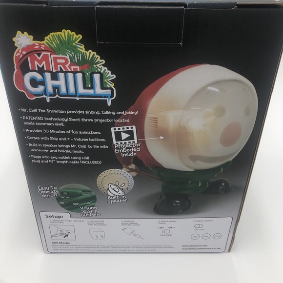 Christmas Mr Chill Talking Snowman Animated New Talks Sings 3D Speaker Projector - Picture 16 of 16
